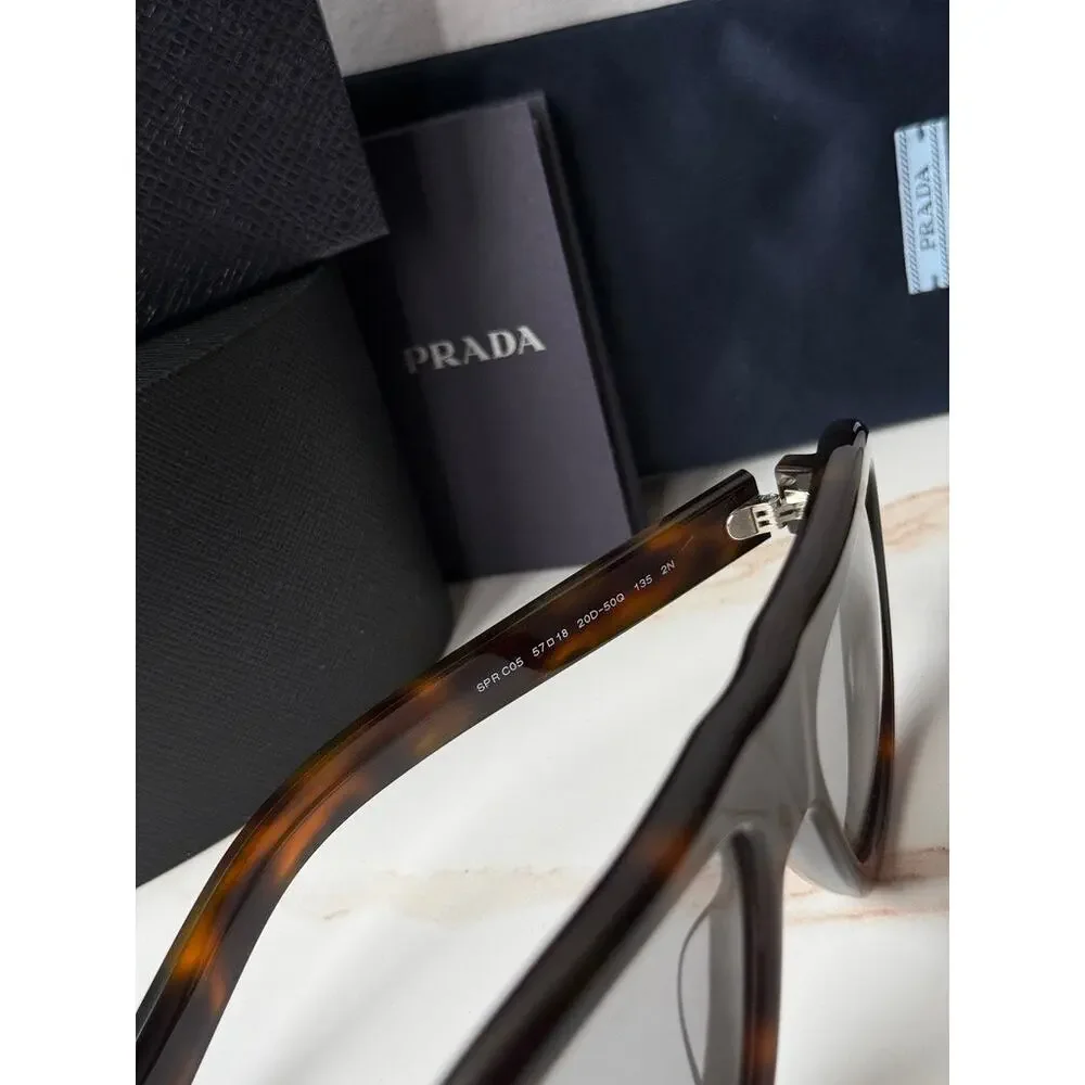 NEW Prada PR C05S Aviator Sunglasses in Havana Grey $578